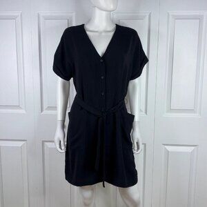Frank & Oak Black Button-Down Dress